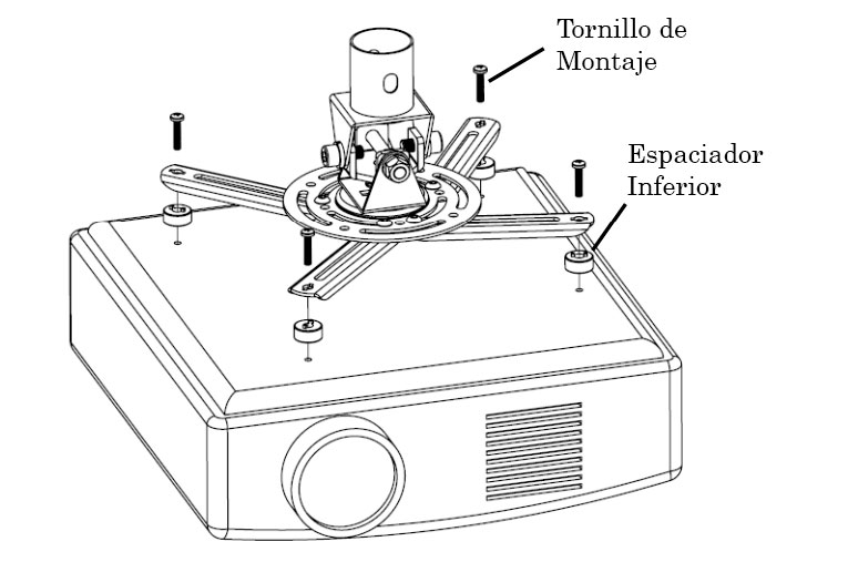 soporte anclado al proyector