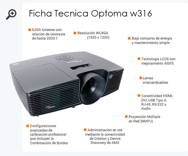 ficha tecnica proyector optoma w316